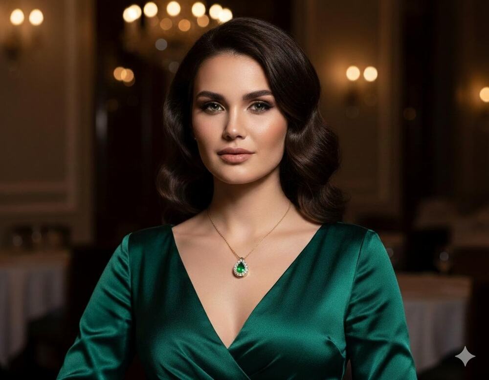 Exquisite Colombian Natural Emerald Pendant with Diamonds in 18KT Yellow Gold